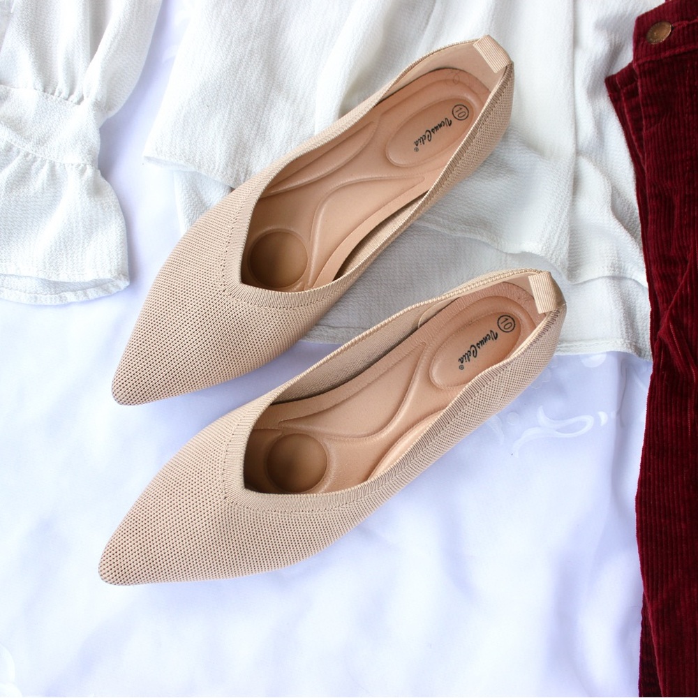 Venus Celia Tan Slip On Pointed Ballet Flats